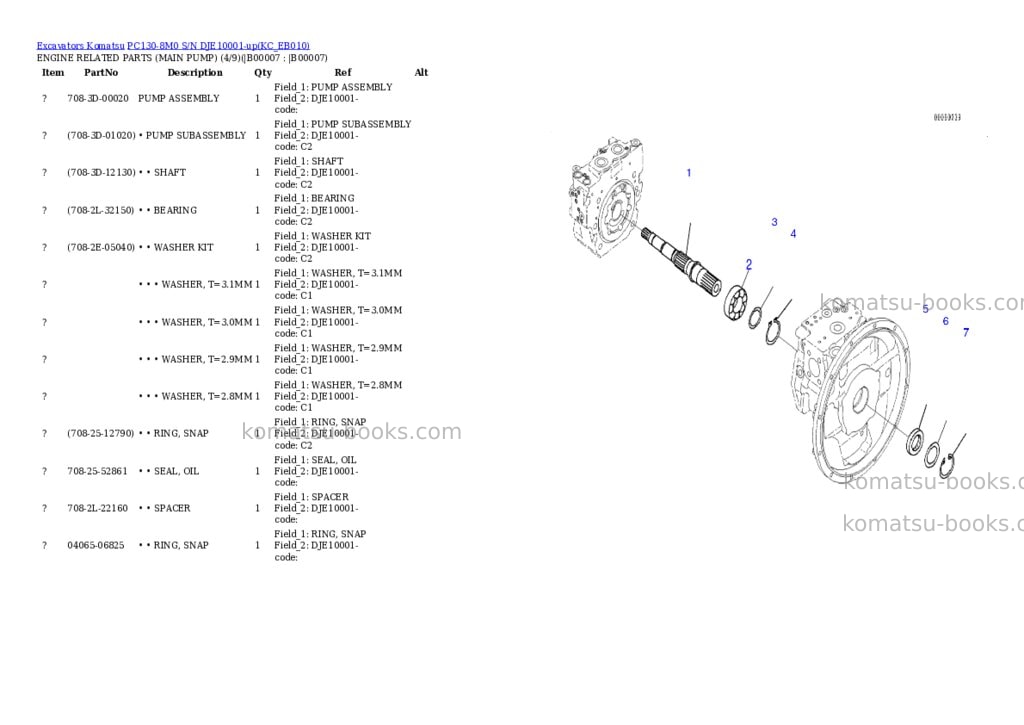 Komatsu pc130-8m0 s/n dje10001-up Parts catalog cover Page 4