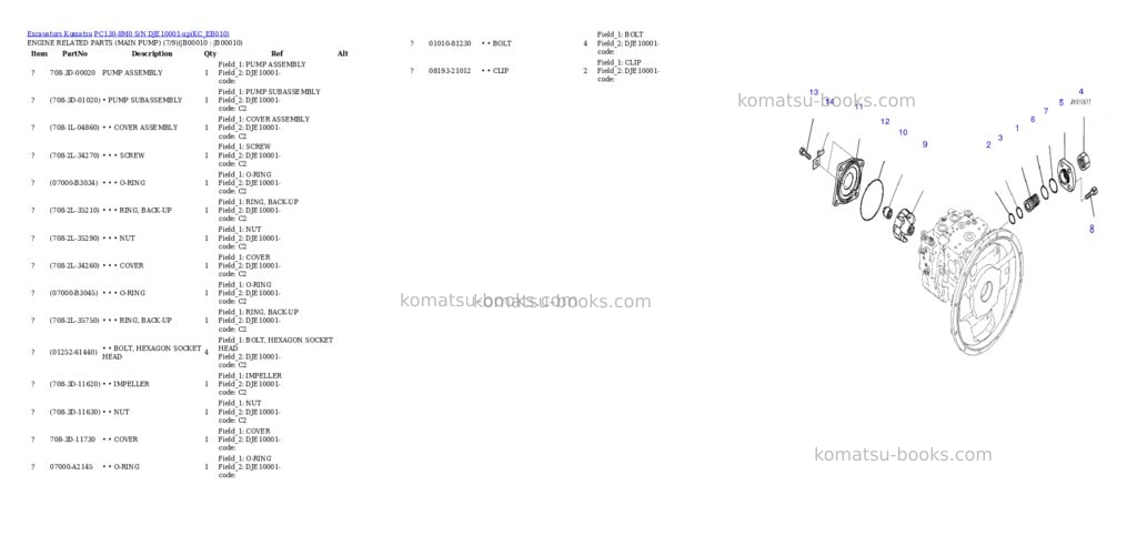 Komatsu pc130-8m0 s/n dje10001-up Parts catalog cover Page 7