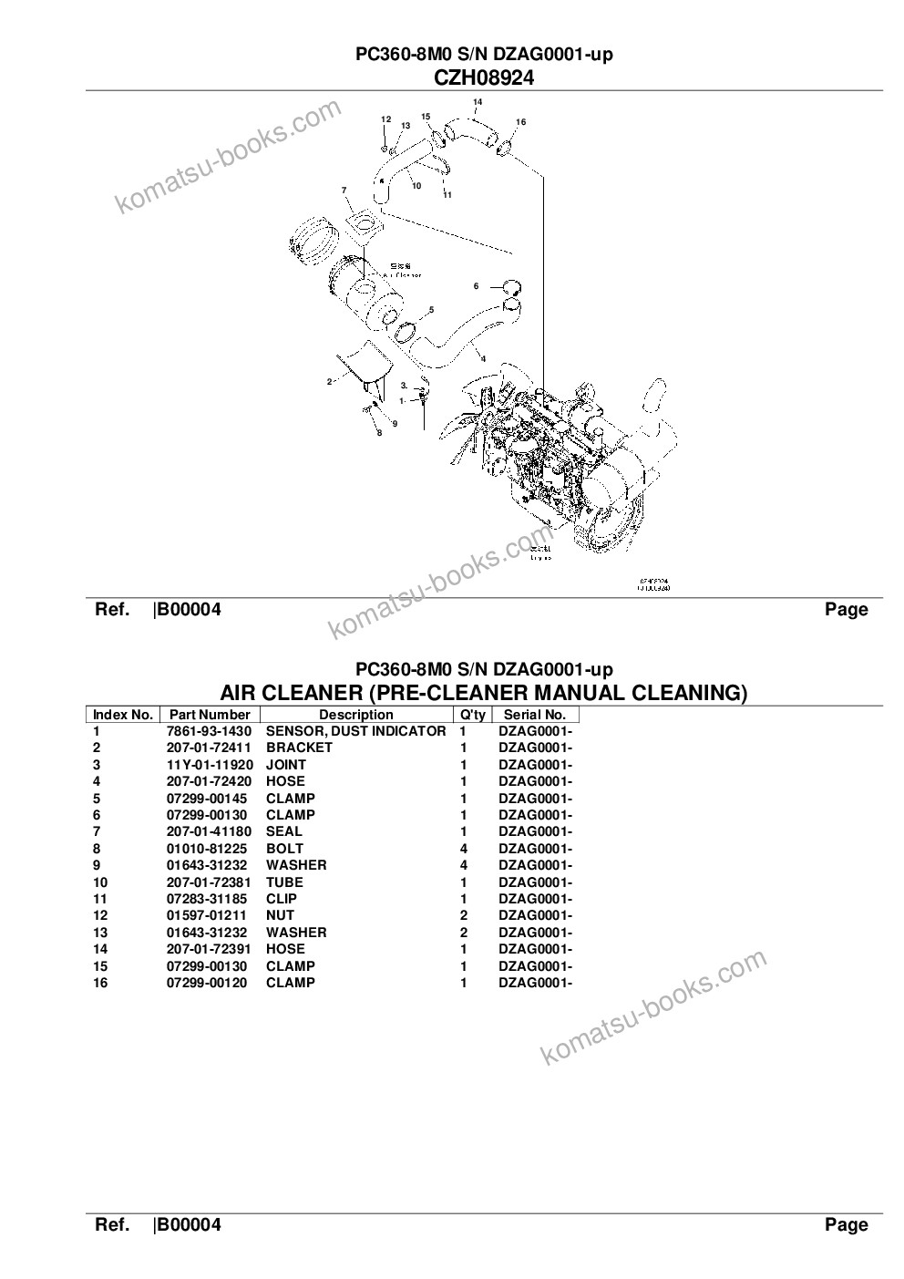 Komatsu pc360-8m0 s/n dzag0001-up Parts catalog cover Page 6 Komatsu pc360-8m0 s/n dzag0001-up Parts catalog cover Page 6