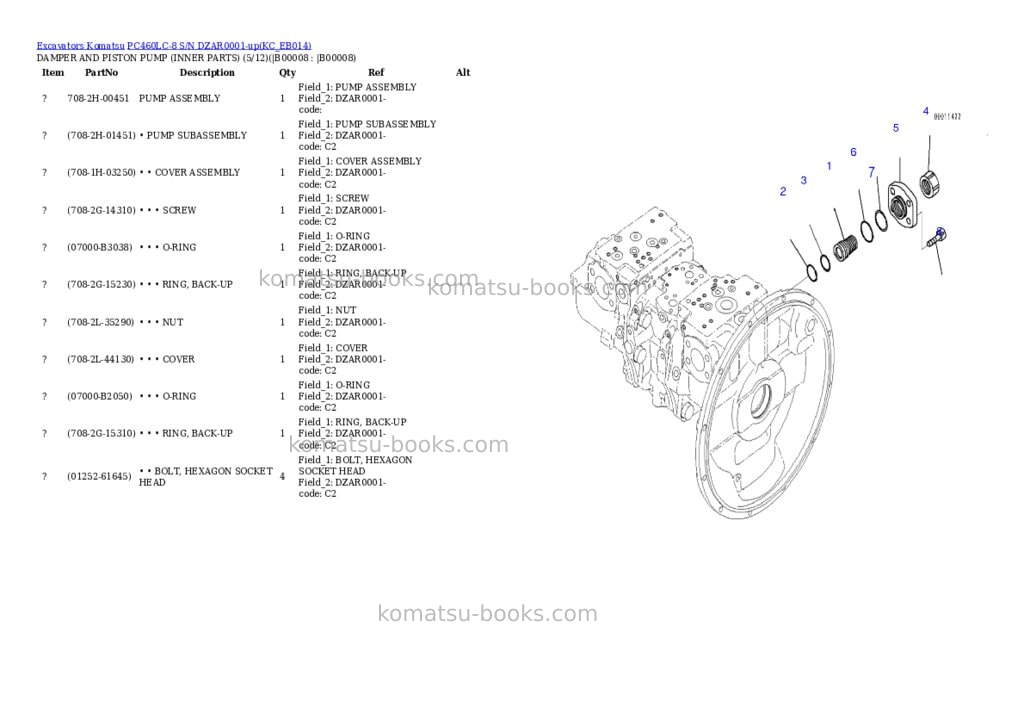 Komatsu pc460lc-8 s/n dzar0001-up Parts catalog cover Page 5 Komatsu pc460lc-8 s/n dzar0001-up Parts catalog cover Page 5
