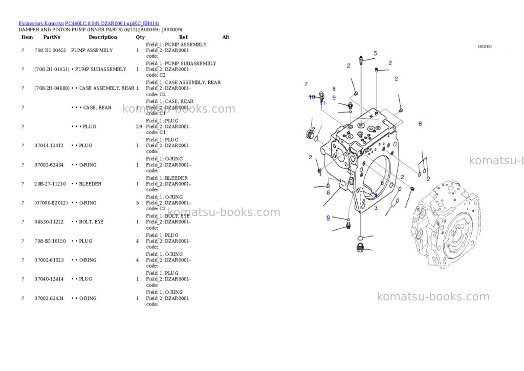 Komatsu pc460lc-8 s/n dzar0001-up Parts catalog cover Page 6 Komatsu pc460lc-8 s/n dzar0001-up Parts catalog cover Page 6