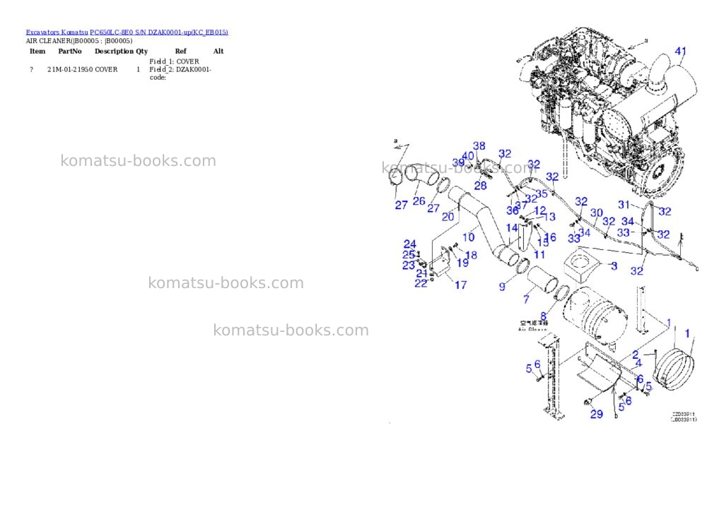 Komatsu pc650lc-8e0 s/n dzak0001-up Parts catalog cover Page 2