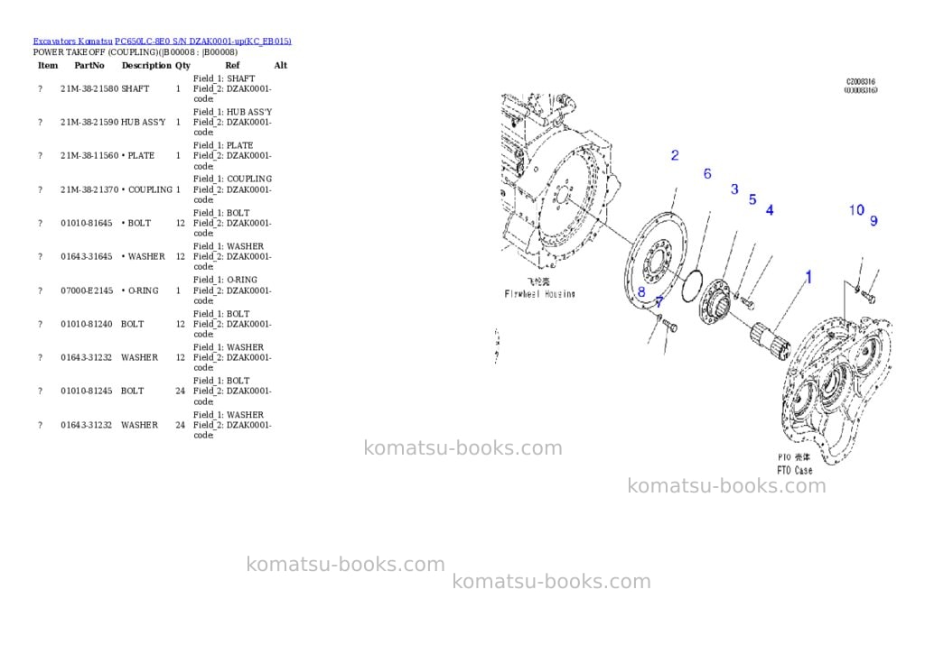 Komatsu pc650lc-8e0 s/n dzak0001-up Parts catalog cover Page 5