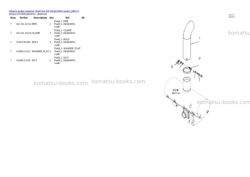 Komatsu wa470-6 s/n dzad20001-up Parts catalog cover Page 7
