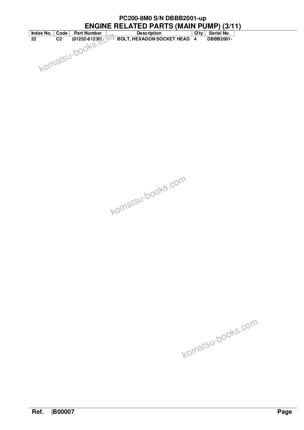 Komatsu pc200-8m0 s/n dbbb2001-up Parts catalog cover Page 9