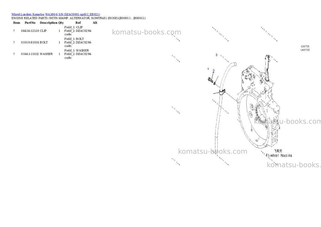 Komatsu wa380-6 s/n dzac0001-up Parts catalog cover Page 8