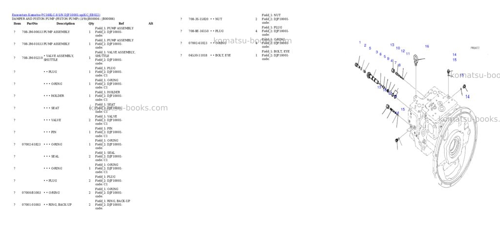 Komatsu pc160lc-8 s/n djf10001-up Parts catalog cover Page 3 Komatsu pc160lc-8 s/n djf10001-up Parts catalog cover Page 3