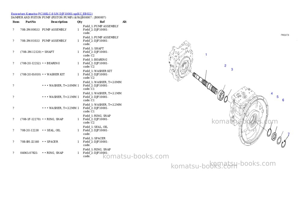 Komatsu pc160lc-8 s/n djf10001-up Parts catalog cover Page 4 Komatsu pc160lc-8 s/n djf10001-up Parts catalog cover Page 4