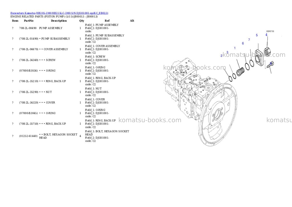 Komatsu hb205-1m0 hb215lc-1m0 s/n djg01001-up Parts catalog cover Page 10 Komatsu hb205-1m0 hb215lc-1m0 s/n djg01001-up Parts catalog cover Page 10