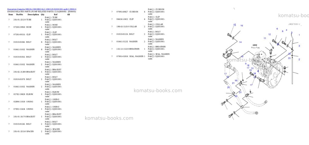 Komatsu hb205-1m0 hb215lc-1m0 s/n djg01001-up Parts catalog cover Page 2 Komatsu hb205-1m0 hb215lc-1m0 s/n djg01001-up Parts catalog cover Page 2