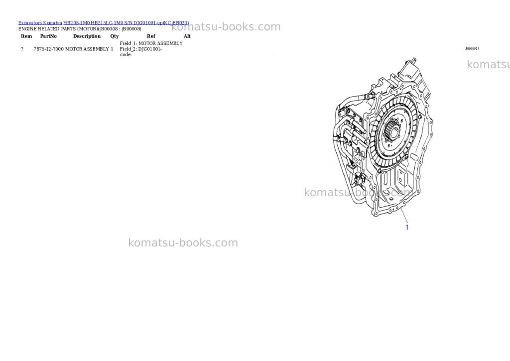 Komatsu hb205-1m0 hb215lc-1m0 s/n djg01001-up Parts catalog cover Page 5 Komatsu hb205-1m0 hb215lc-1m0 s/n djg01001-up Parts catalog cover Page 5