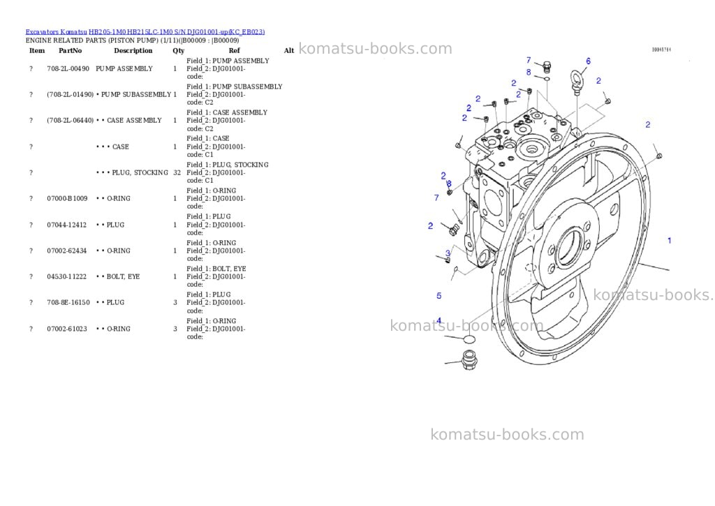 Komatsu hb205-1m0 hb215lc-1m0 s/n djg01001-up Parts catalog cover Page 6 Komatsu hb205-1m0 hb215lc-1m0 s/n djg01001-up Parts catalog cover Page 6