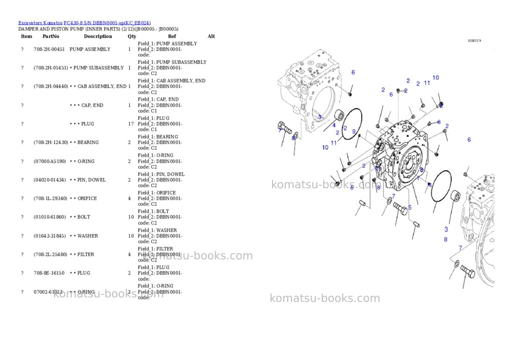 Komatsu pc430-8 s/n dbbn0001-up Parts catalog cover Page 2