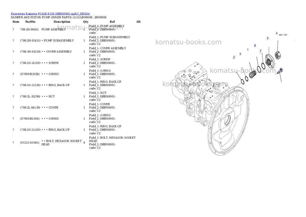 Komatsu pc430-8 s/n dbbn0001-up Parts catalog cover Page 5