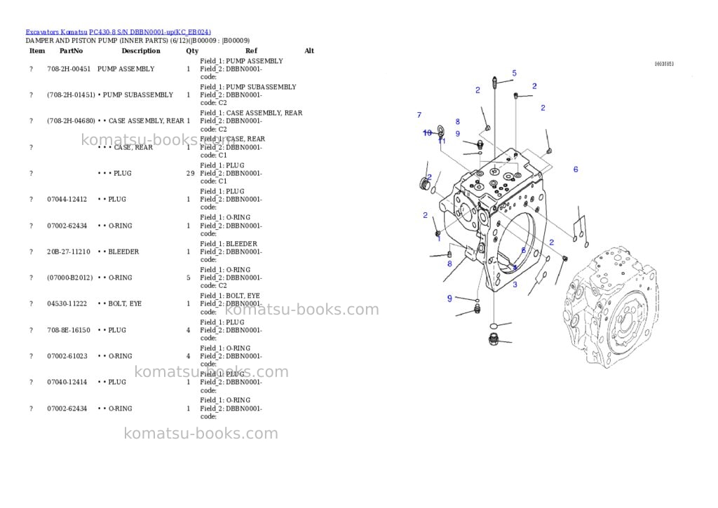 Komatsu pc430-8 s/n dbbn0001-up Parts catalog cover Page 6