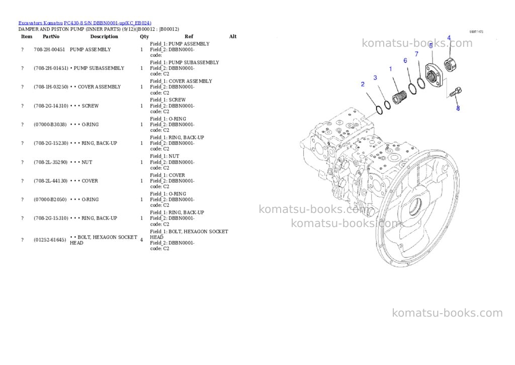 Komatsu pc430-8 s/n dbbn0001-up Parts catalog cover Page 9