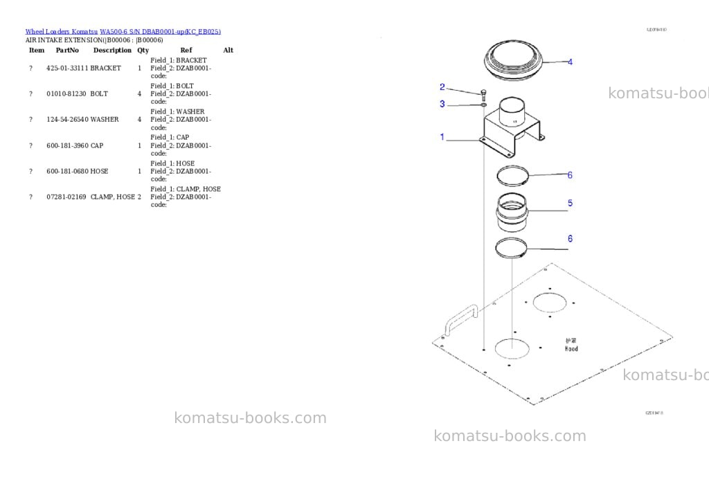 Komatsu wa500-6 s/n dbab0001-up Parts catalog cover Page 3