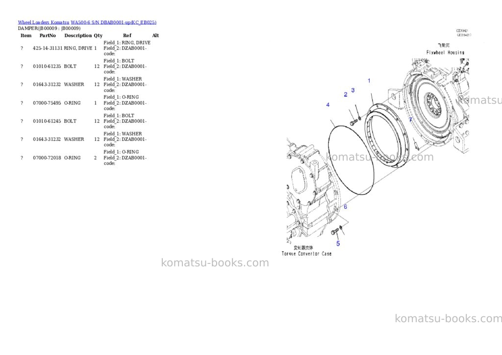 Komatsu wa500-6 s/n dbab0001-up Parts catalog cover Page 6