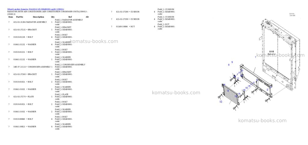 Komatsu wa500-6 s/n dbab0001-up Parts catalog cover Page 9