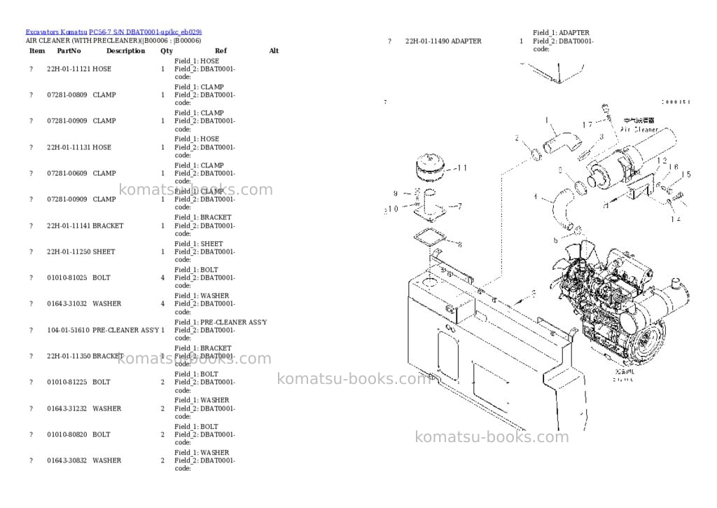 Komatsu PC56-7 S/N DBAT0001-up Parts catalog cover Page 2 Komatsu PC56-7 S/N DBAT0001-up Parts catalog cover Page 2