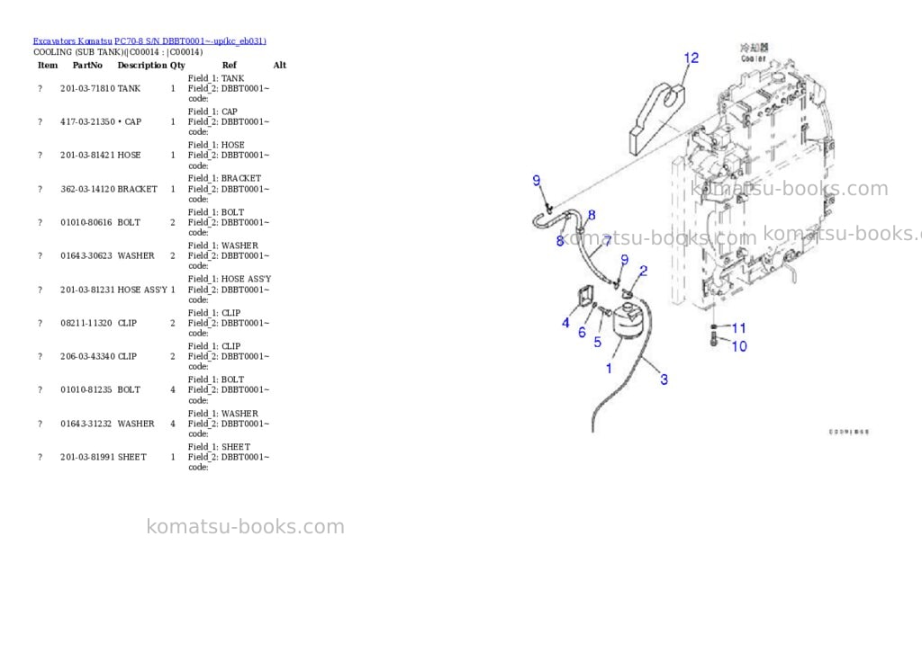 Komatsu PC70-8 S/N DBBT0001~-up Parts catalog cover Page 10 Komatsu PC70-8 S/N DBBT0001~-up Parts catalog cover Page 10