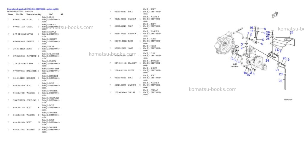 Komatsu PC70-8 S/N DBBT0001~-up Parts catalog cover Page 2 Komatsu PC70-8 S/N DBBT0001~-up Parts catalog cover Page 2