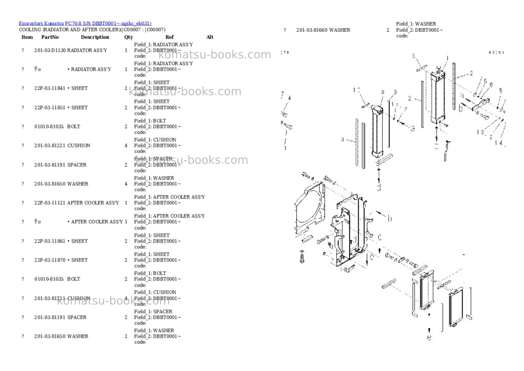 Komatsu PC70-8 S/N DBBT0001~-up Parts catalog cover Page 3 Komatsu PC70-8 S/N DBBT0001~-up Parts catalog cover Page 3