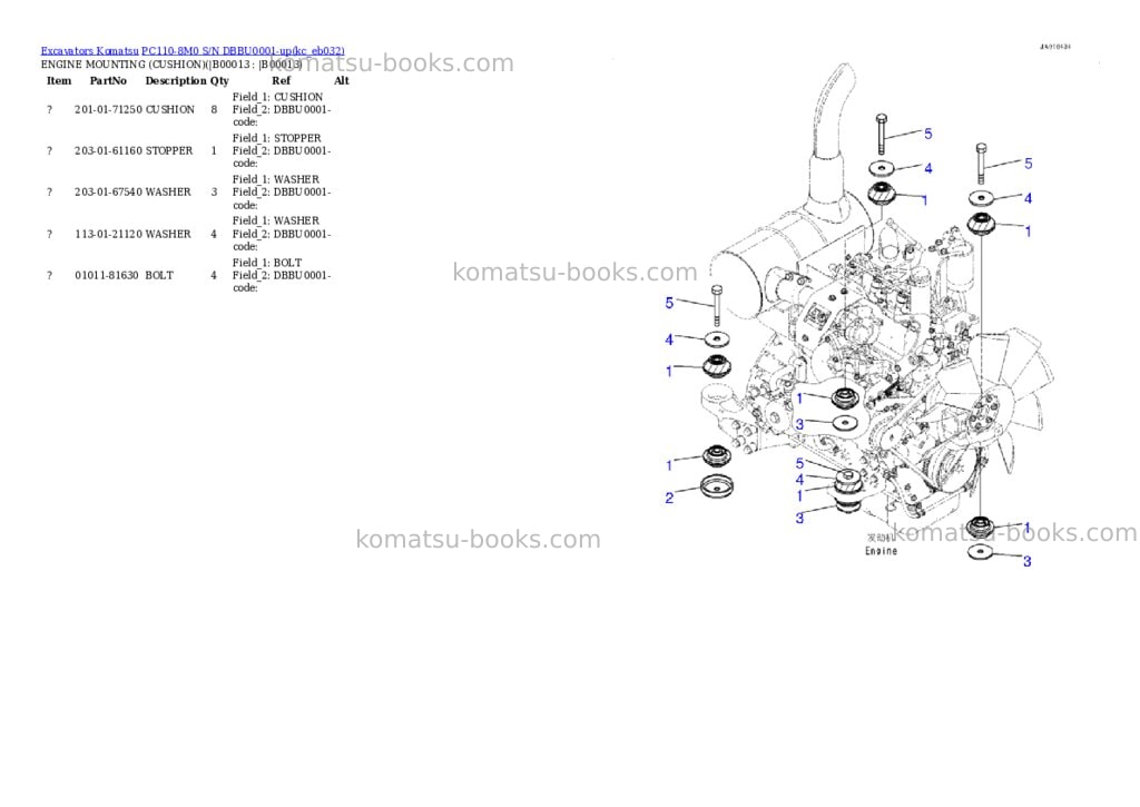 Komatsu PC110-8M0 S/N DBBU0001-up Parts catalog cover Page 10 Komatsu PC110-8M0 S/N DBBU0001-up Parts catalog cover Page 10