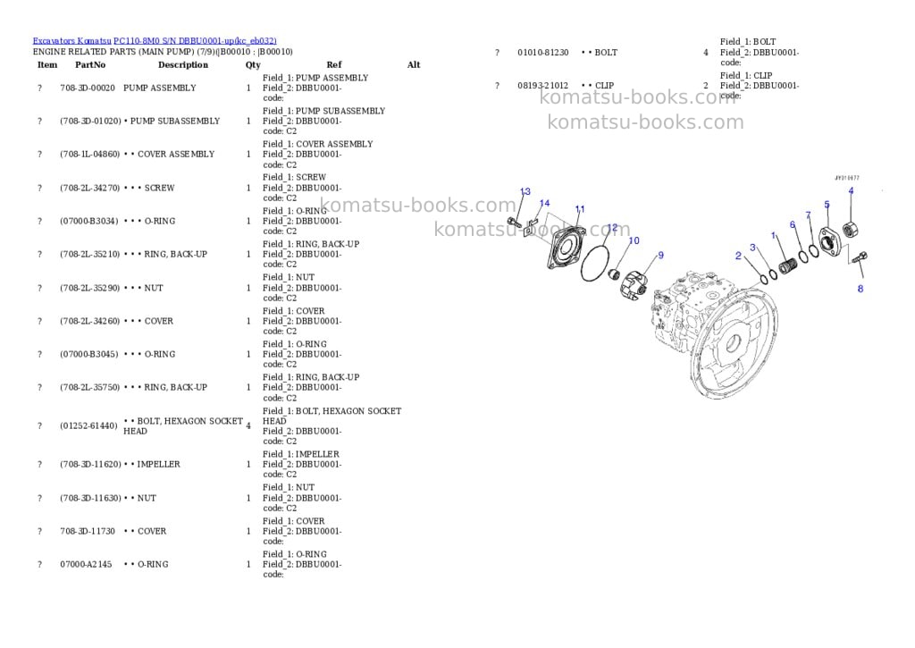 Komatsu PC110-8M0 S/N DBBU0001-up Parts catalog cover Page 7 Komatsu PC110-8M0 S/N DBBU0001-up Parts catalog cover Page 7