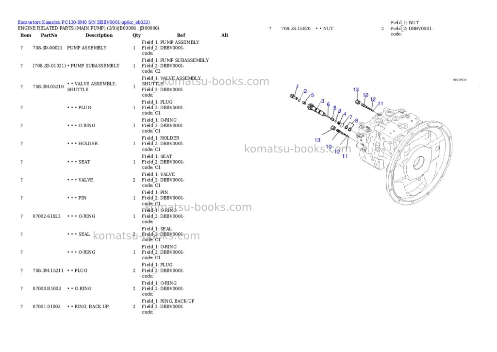 Komatsu PC130-8M0 S/N DBBV0001-up Parts catalog cover Page 3