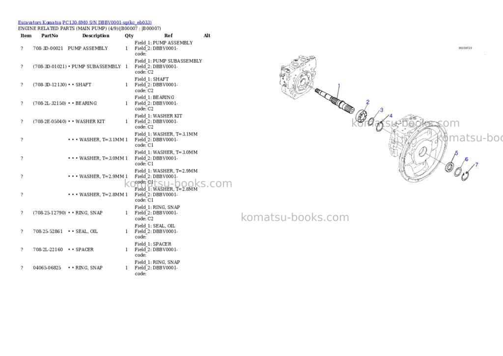 Komatsu PC130-8M0 S/N DBBV0001-up Parts catalog cover Page 4