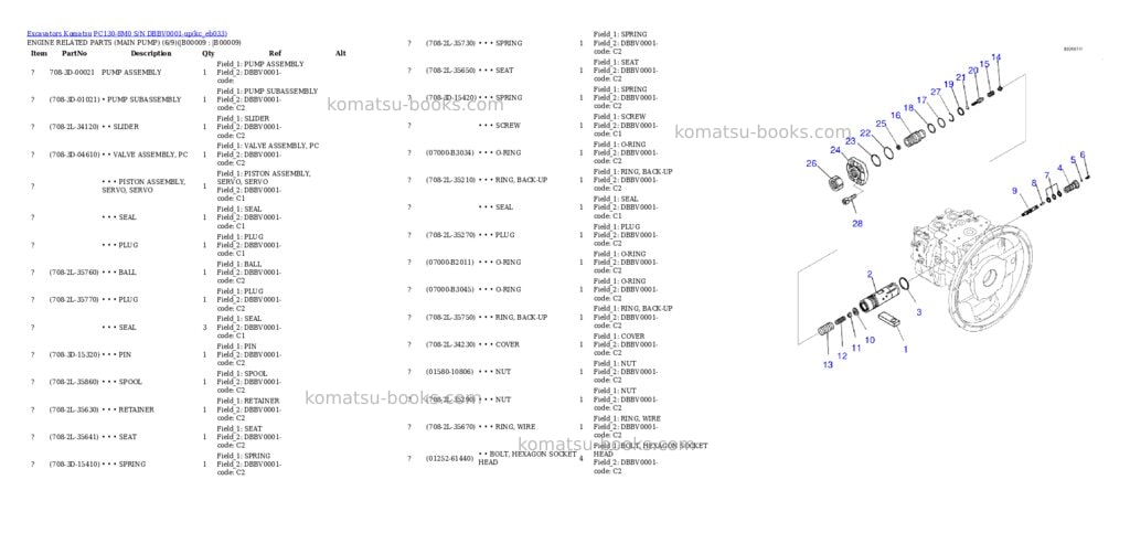 Komatsu PC130-8M0 S/N DBBV0001-up Parts catalog cover Page 6