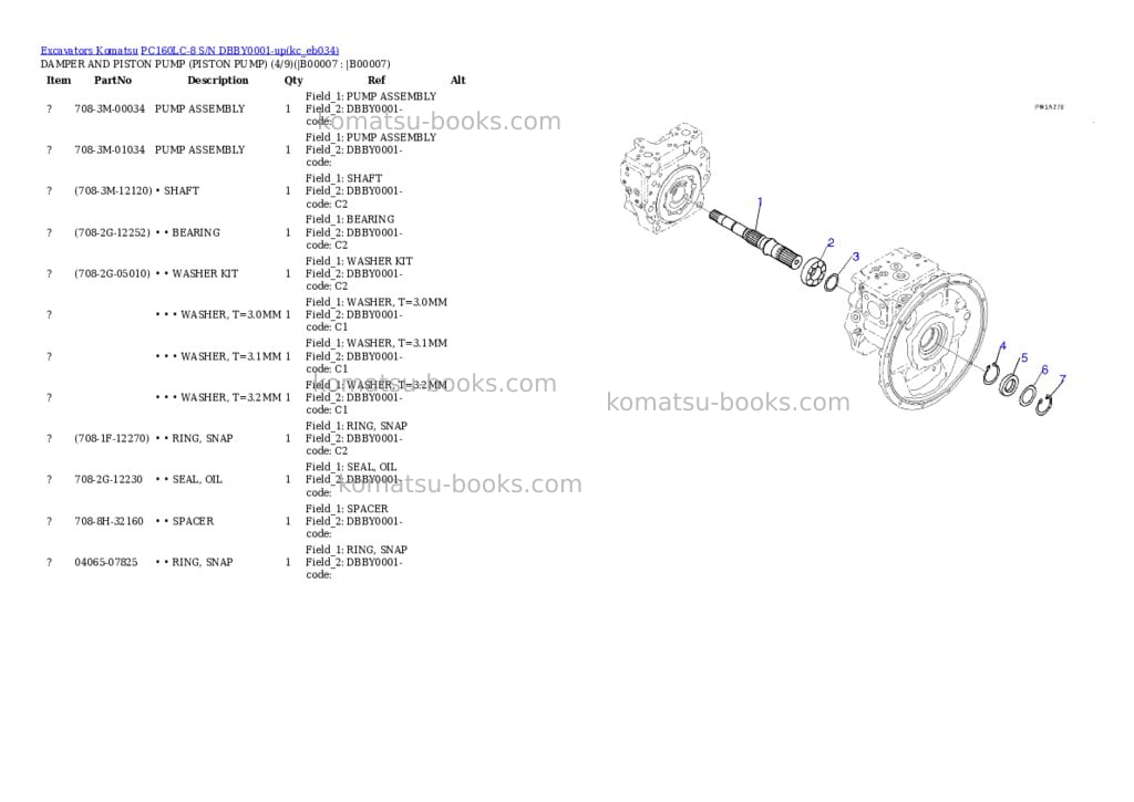 Komatsu PC160LC-8 S/N DBBY0001-up Parts catalog cover Page 4 Komatsu PC160LC-8 S/N DBBY0001-up Parts catalog cover Page 4