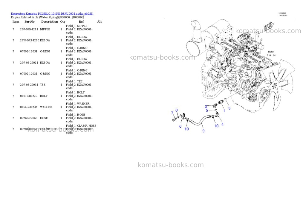 Komatsu PC395LC-10 S/N DZAU0001-up Parts catalog cover Komatsu PC395LC-10 S/N DZAU0001-up Parts catalog cover