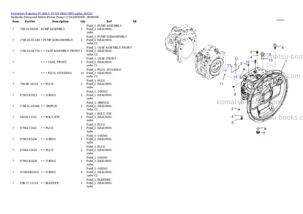 Komatsu PC395LC-10 S/N DZAU0001-up Parts catalog cover Page 4 Komatsu PC395LC-10 S/N DZAU0001-up Parts catalog cover Page 4