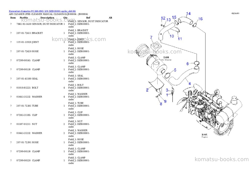 Komatsu PC360-8M1 S/N DZBG0001-up Parts catalog cover