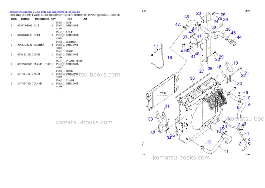 Komatsu PC360-8M1 S/N DZBG0001-up Parts catalog cover Page 10