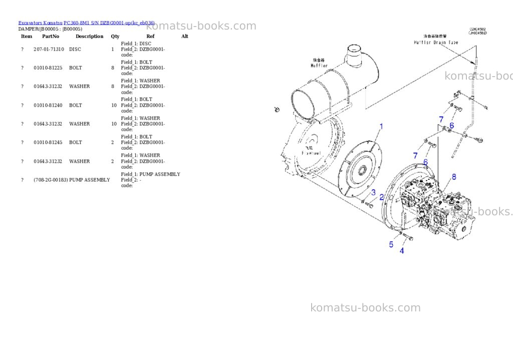 Komatsu PC360-8M1 S/N DZBG0001-up Parts catalog cover Page 2