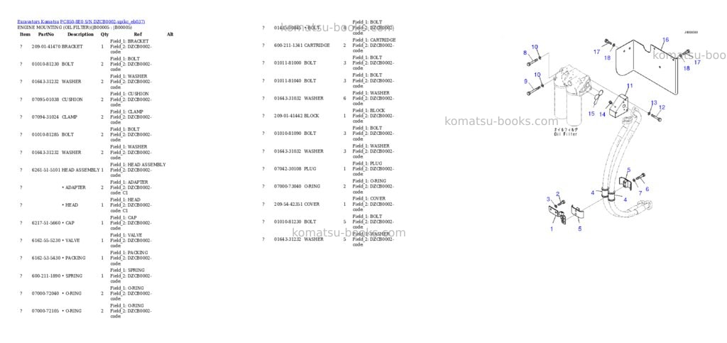 Komatsu PC850-8E0 S/N DZCB0002-up Parts catalog cover Page 2 Komatsu PC850-8E0 S/N DZCB0002-up Parts catalog cover Page 2