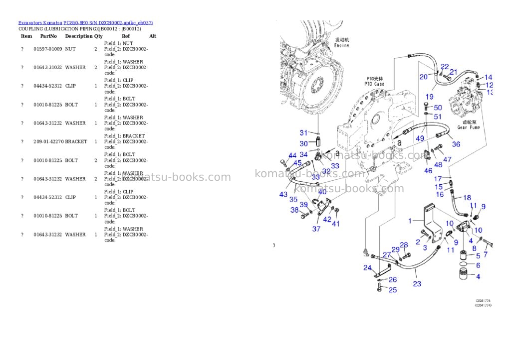 Komatsu PC850-8E0 S/N DZCB0002-up Parts catalog cover Page 9 Komatsu PC850-8E0 S/N DZCB0002-up Parts catalog cover Page 9