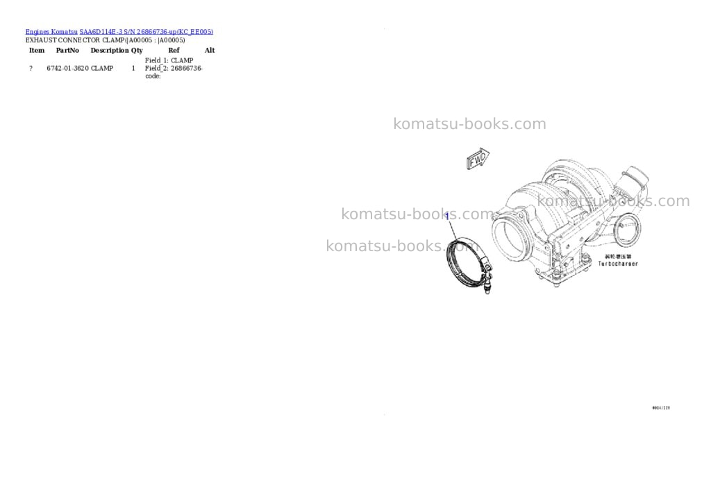 Komatsu saa6d114e-3 s/n 26866736-up Parts catalog cover Page 2
