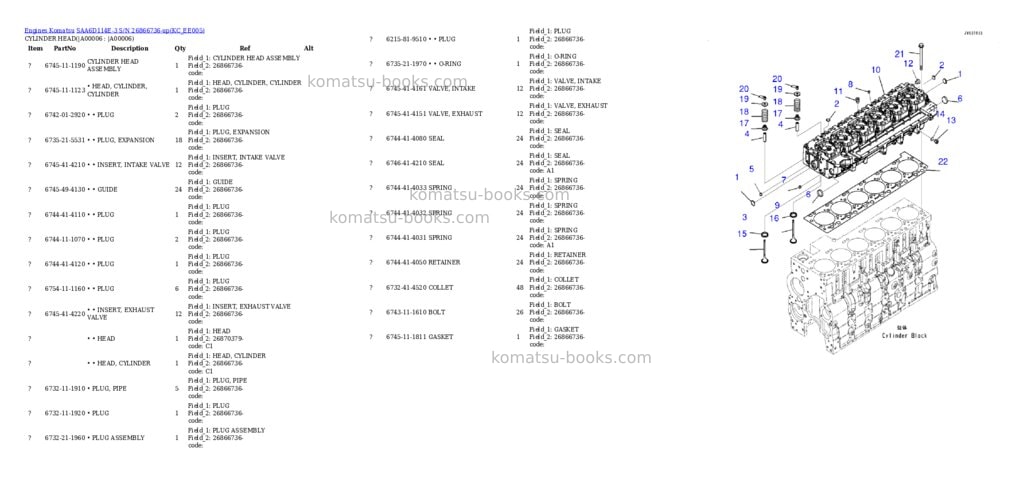 Komatsu saa6d114e-3 s/n 26866736-up Parts catalog cover Page 3
