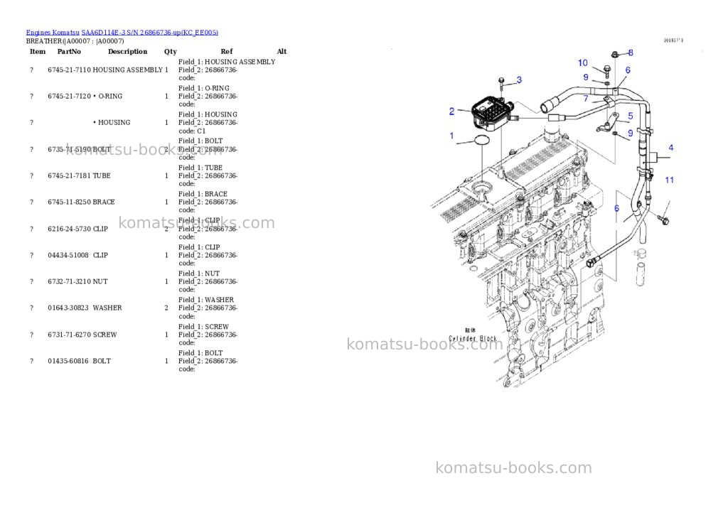 Komatsu saa6d114e-3 s/n 26866736-up Parts catalog cover Page 4