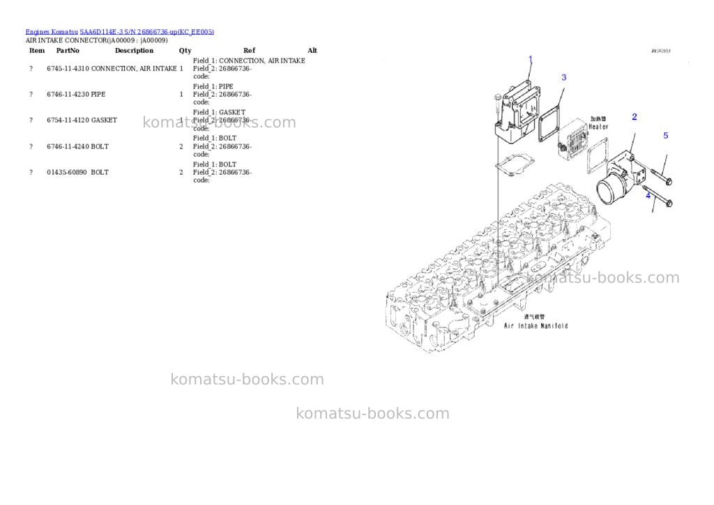 Komatsu saa6d114e-3 s/n 26866736-up Parts catalog cover Page 6