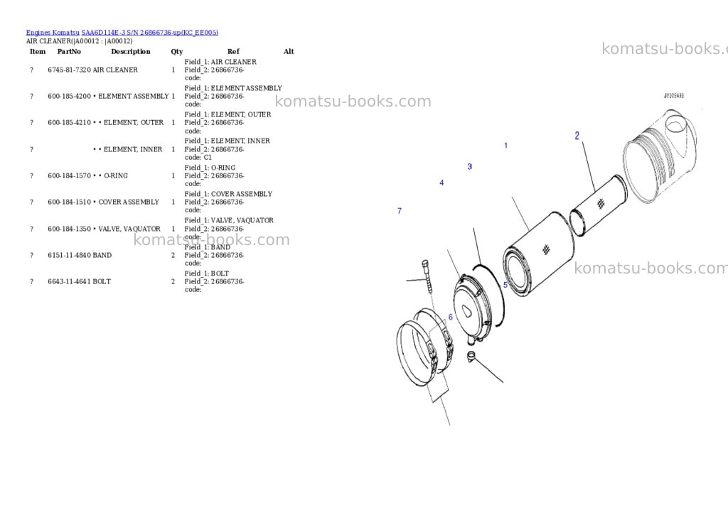 Komatsu saa6d114e-3 s/n 26866736-up Parts catalog cover Page 9