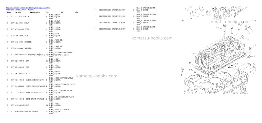 Komatsu S4D87E-1-CH S/N 8J0001-up Parts catalog cover Page 2