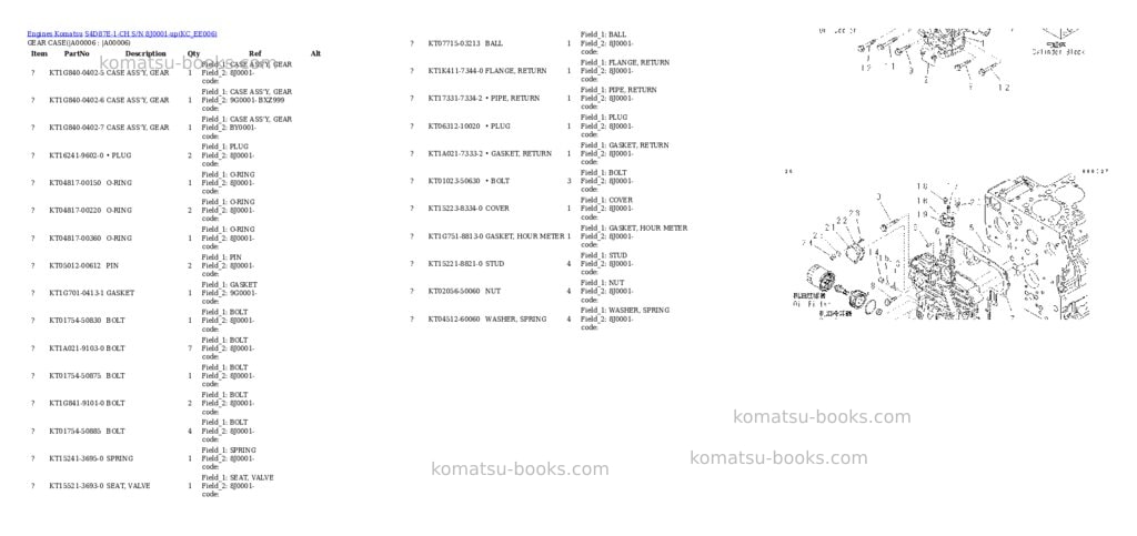 Komatsu S4D87E-1-CH S/N 8J0001-up Parts catalog cover Page 3