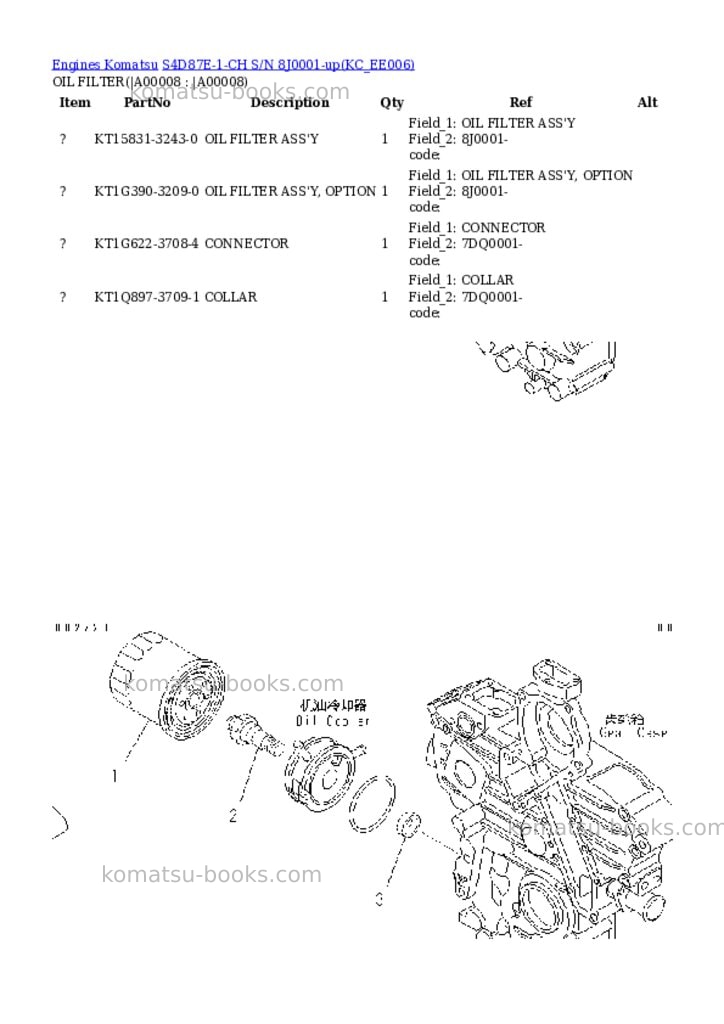 Komatsu S4D87E-1-CH S/N 8J0001-up Parts catalog cover Page 5