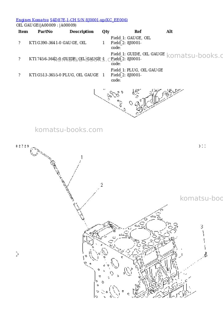Komatsu S4D87E-1-CH S/N 8J0001-up Parts catalog cover Page 6