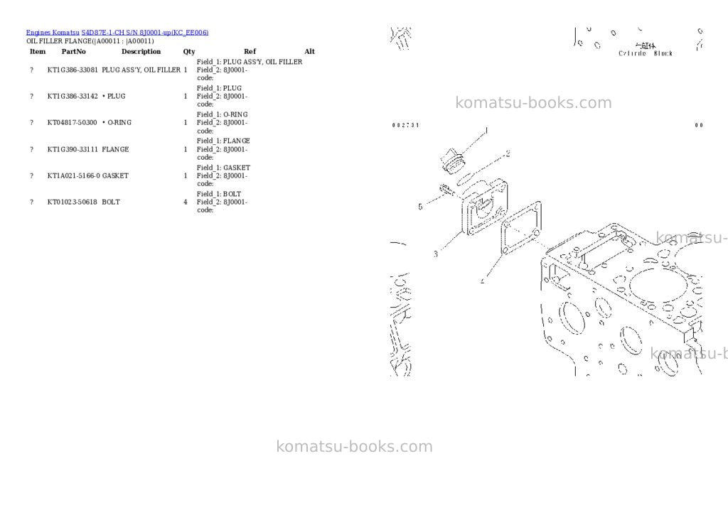 Komatsu S4D87E-1-CH S/N 8J0001-up Parts catalog cover Page 8